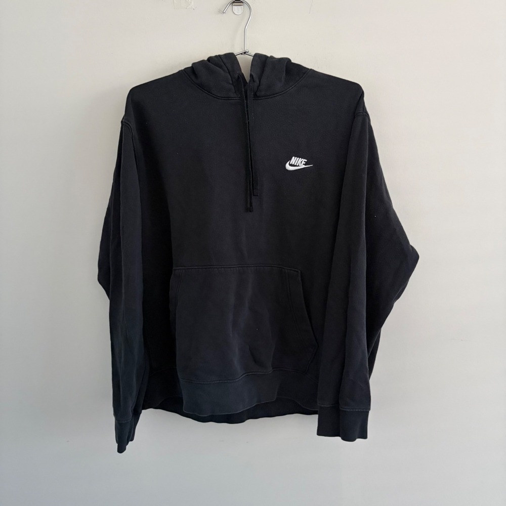 Nike Mens XL Black Pullover Hoodie Embroidered Swoosh Logo